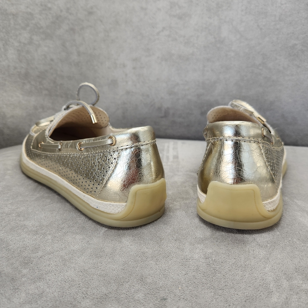 Dolce Vita Loafers 10 Platinum Gold Leather Doris Perforated Metallic New $140 - Picture 12 of 16